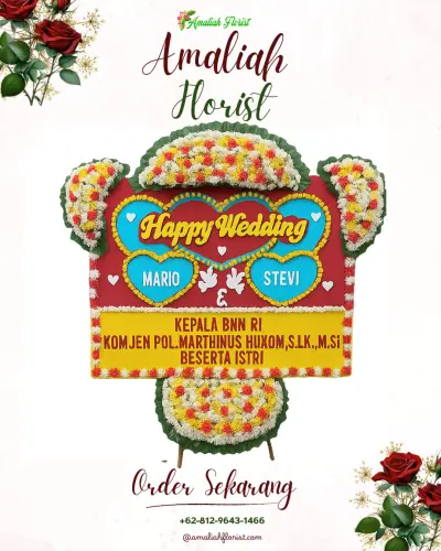 Karangan Papan Bunga Pernikahan di Kalimade